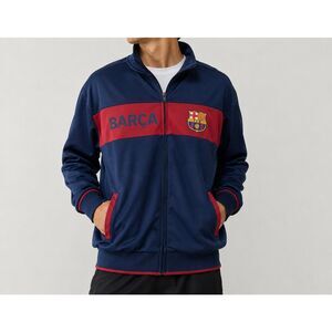 FC Barcelona Barça Full Zip Track Jacket XL Navy Red Soccer Football